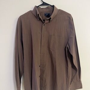 Dockers Men's Casual Brown Button-Down Shirt